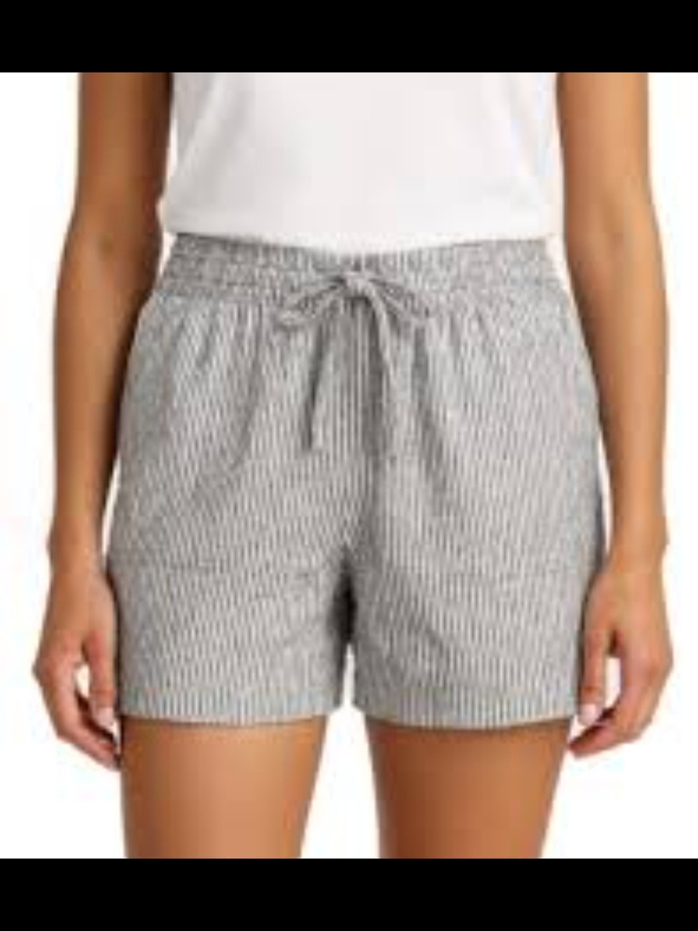 Striped Drawstring Women’s Shorts - Gray